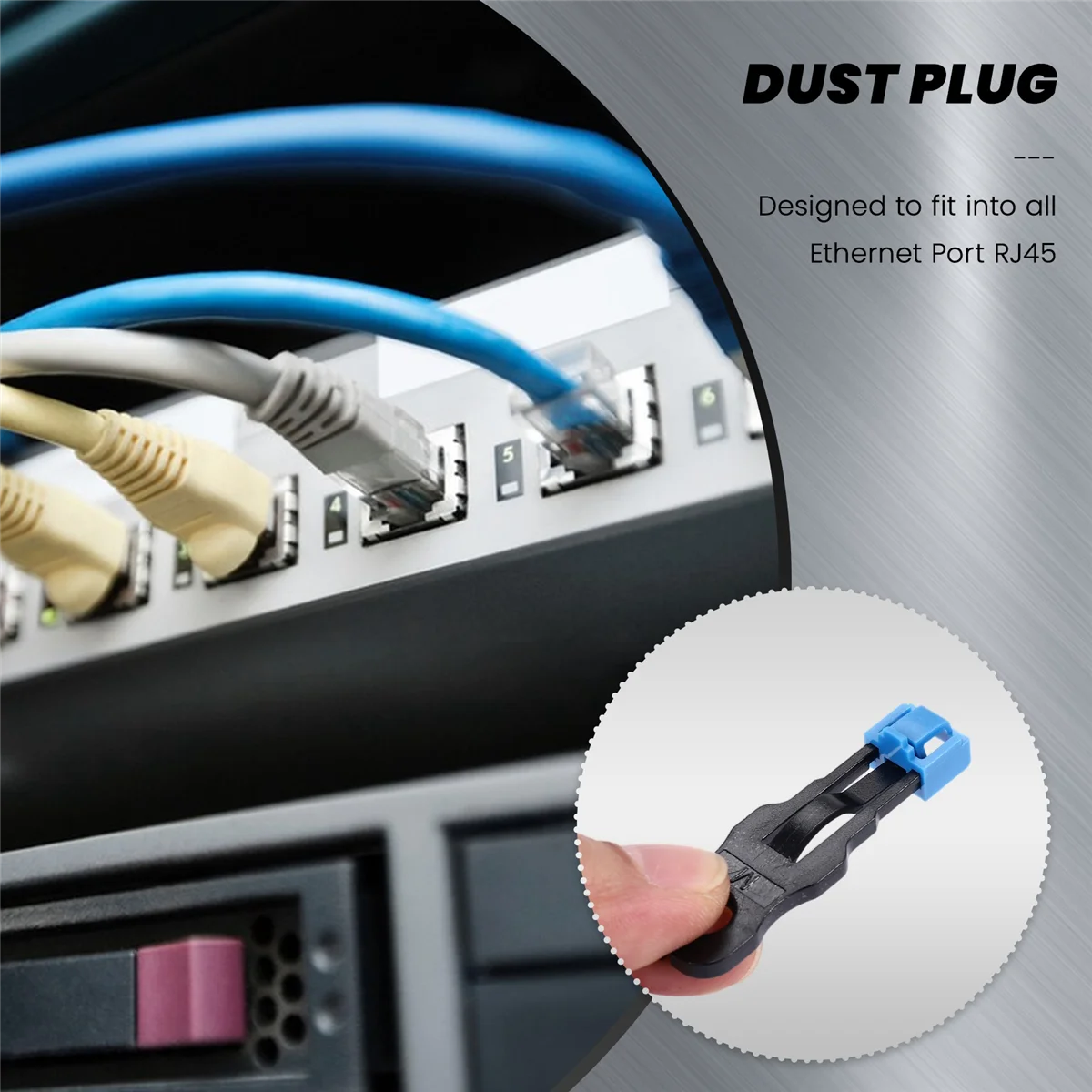 Фото MARQ 100 шт. синий порт RJ45 Ethernet LAN концентратор антипылевая крышка заглушка блокировочная защита с фирменным замком и ключом №1