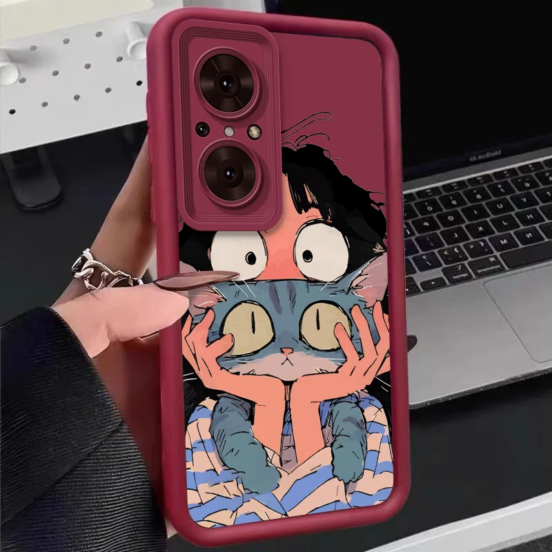 Nova 9SE Чехол для телефона Девушка и кошка New Sky Eye Huawei Y9 Y91 Y90 9Pro 9 10Lite Y70 Y7A Y70Plus Y6S 6SE Cover