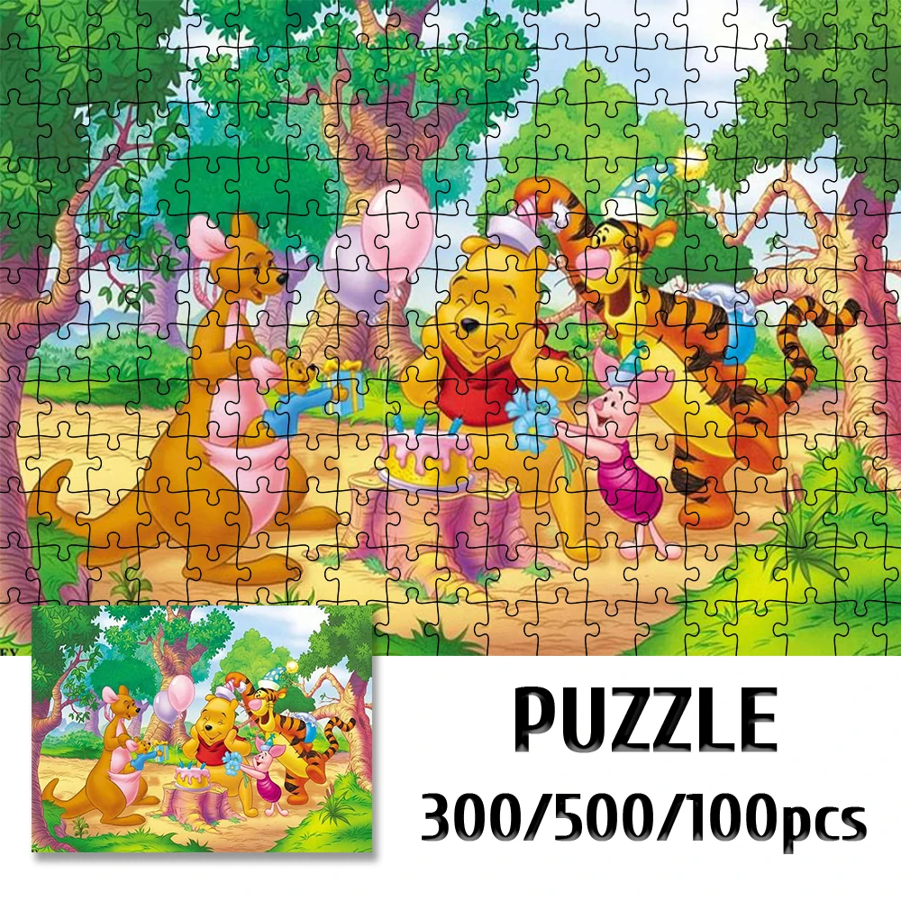 

300/500/1000 Pieces Disney Cartoon Puzzle Winnie The Pooh Jigsaw Puzzles Piglet Tigger Educational Toys Kanga Eeyore Toy Hobbies