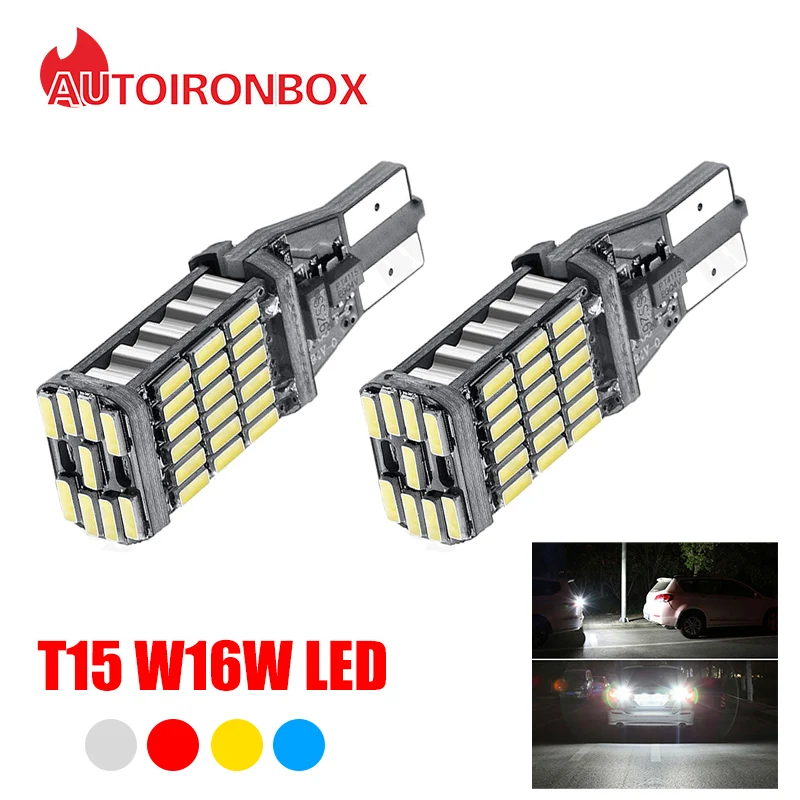 

2PCS T15 W16W 921 912 T16 902 LED Bulbs High Power 45pcs 4014SMD Super Bright 1200LM Replace For Car Reversing Light White