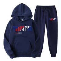 mens tracksuit trend new hooded 2 pieces set hoodie sweatshirt sweatpants sportwear jogging outfit trapstar logo man clothing