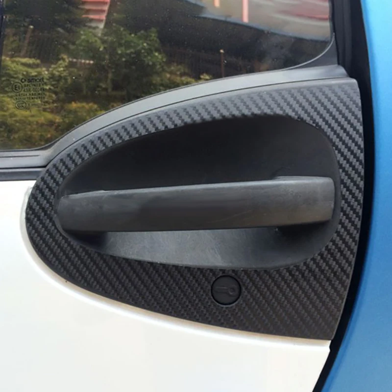 2 Наклейки на дверную ручку автомобиля из углеродного волокна виниловые защитные