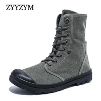 zyyzym men outdoor shoes boots thick soled high top canvas shoes flanging fashion sneakers eur size 39 45