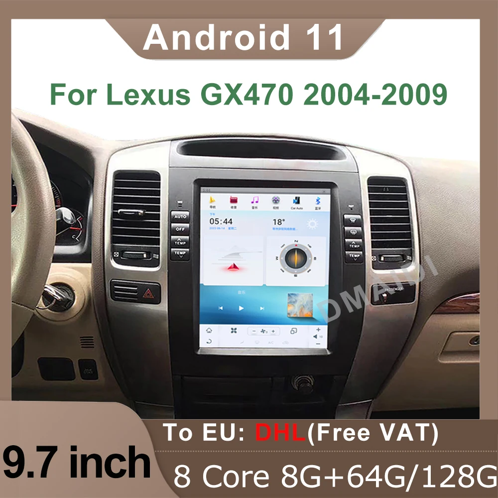 

Автомобильный мультимедийный плеер Qualcomm Android 11 в стиле Tesla для Lexus GX470 2004-2009 для Toyota Land Cruiser Prado Stereo GPS