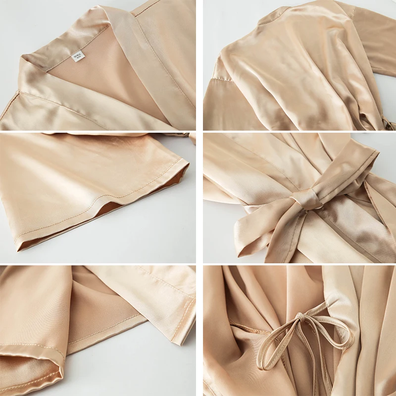 YUXINBRIDAL Silky Satin Robes Polyester Kimono Bride Robe Satin Women Sleepwear Dusty Rose Wedding Bridesmaid Robes Maid