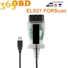 Автомобильный диагностический кабель V2.3.8 ELS27 FORScan, зеленая печатная плата PIC24HJ128GP + чип FTDI Mircochip работает ELM327 и J2534 Pss-Thru для Mazda