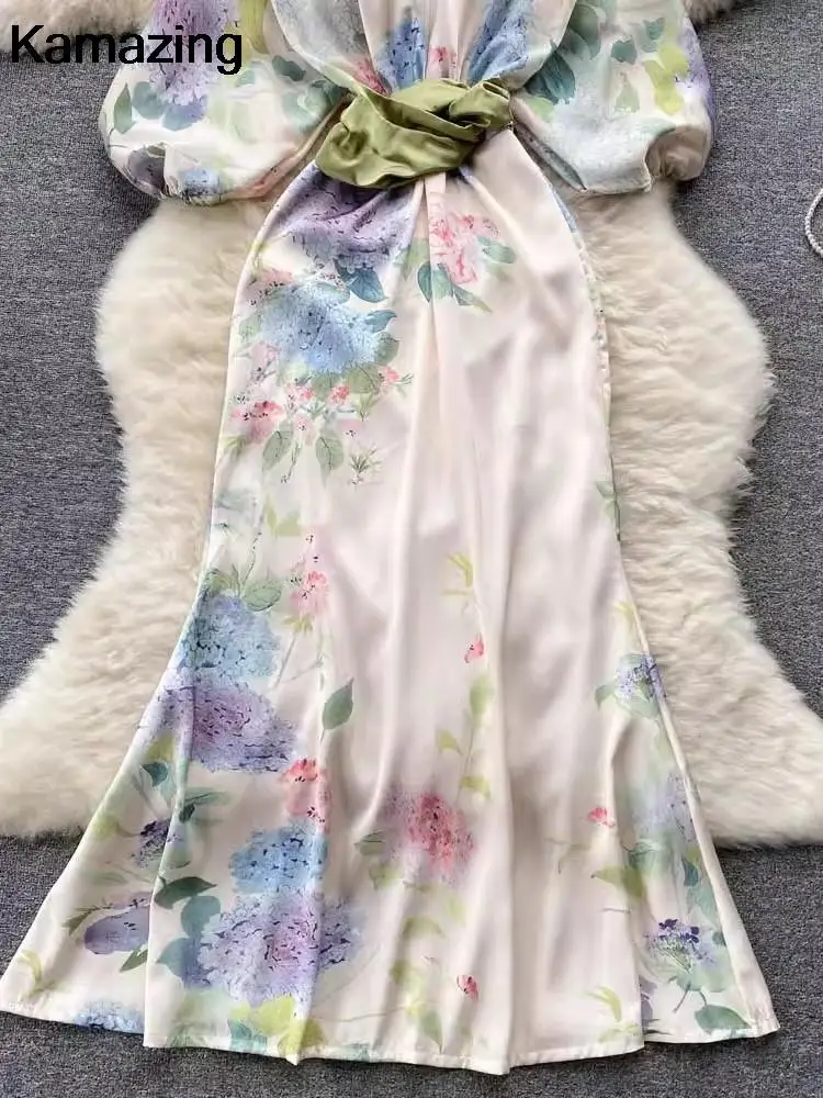 Женское облегающее платье с V-образным вырезом цветочным принтом