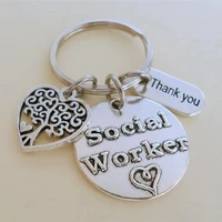 social worker heart tree thank you keychain social worker volunteers