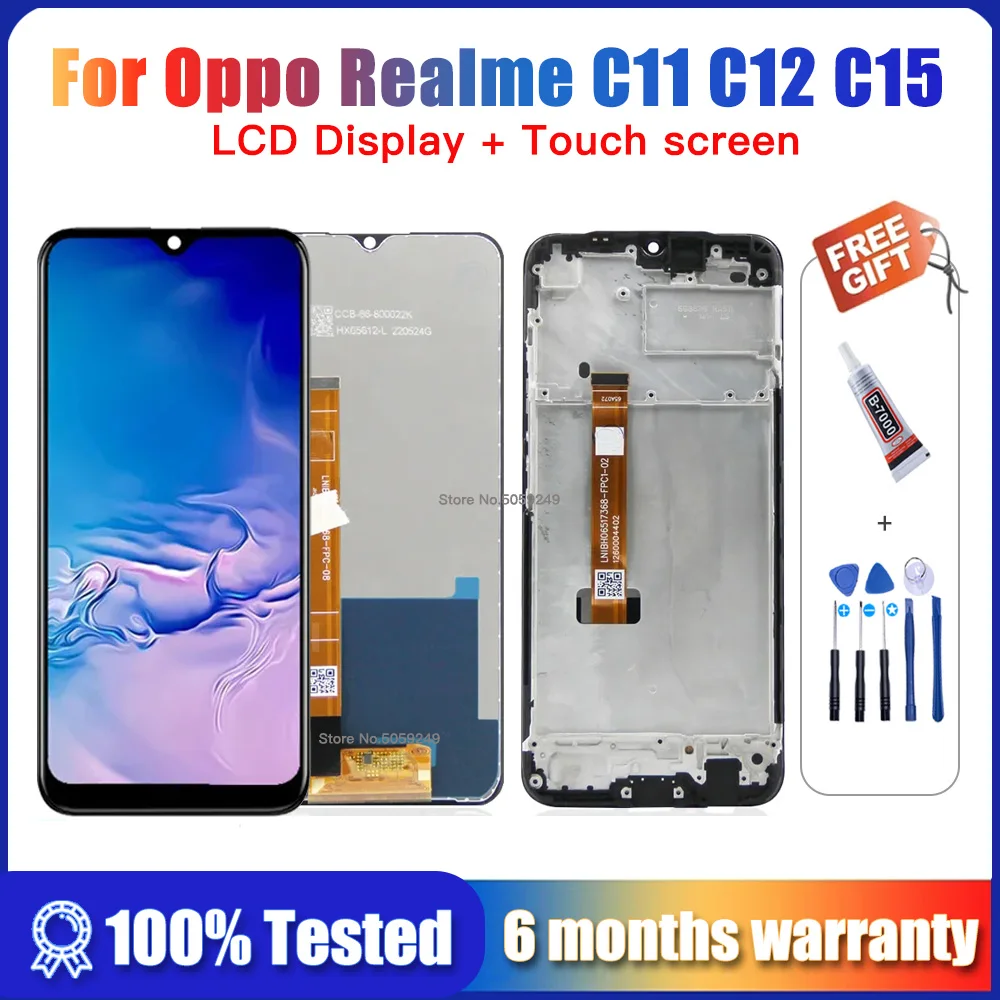 ЖК-дисплей для Oppo Realme C11 C15 RMX2185 RMX2180, дисплей с 10 сенсорными экранами в сборе, Замена ЖК-дисплея для Oppo Realme C12