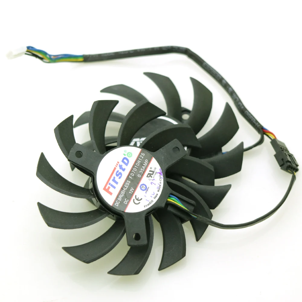 Фото 2 шт./лот FD7010H12S DC 12 В 0,35 А 75 мм для ASUS GTX760 DirectCU II кулер для видеокарты охлаждающий вентилятор 4Pin №3
