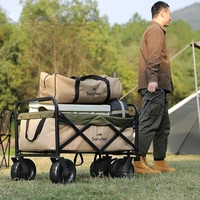 outdoor camp storage cart with wheels convenient folding storage cart load bearing 120kg rolling cart universal pulley trolleys