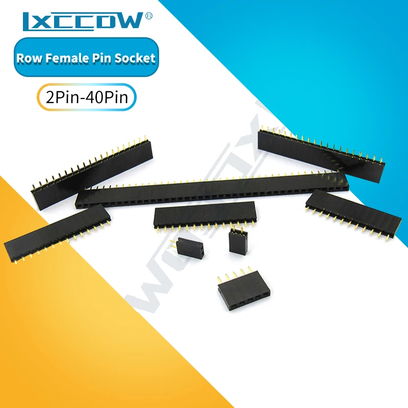 5PCS 2.54MM pitch single row female pin socket 2/3/4/5/6/7/8/9/10/11/12/13/14/40Pin PCB Connector Single Row Mother For arduino