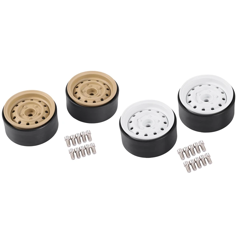

8Pcs Metal 1.9Inch Beadlock Wheel Rim Hub For 1/10 Axial Scx10 90046 Traxxas Trx4 Rc4wd D90 D110 ,Yellow/White