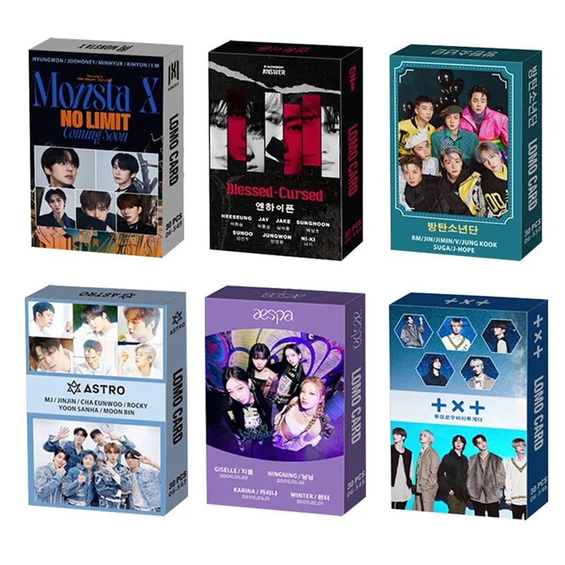 

30Pcs/Set Kpop Bangtan Boys Postcard Stray Kids ENHYPEN IU ASTRO GOT 7 MONSTA X AESPA Lomo Card Group HD Idol Card Fans Gifts