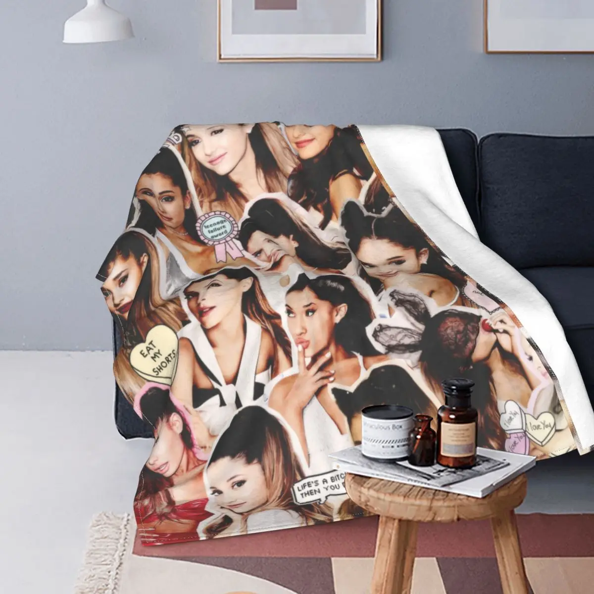 

Ariana Grande Singer Plaid Blanket Flannel Print Breathable Ultra-Soft Throw Blanket for Bed Office Quilt