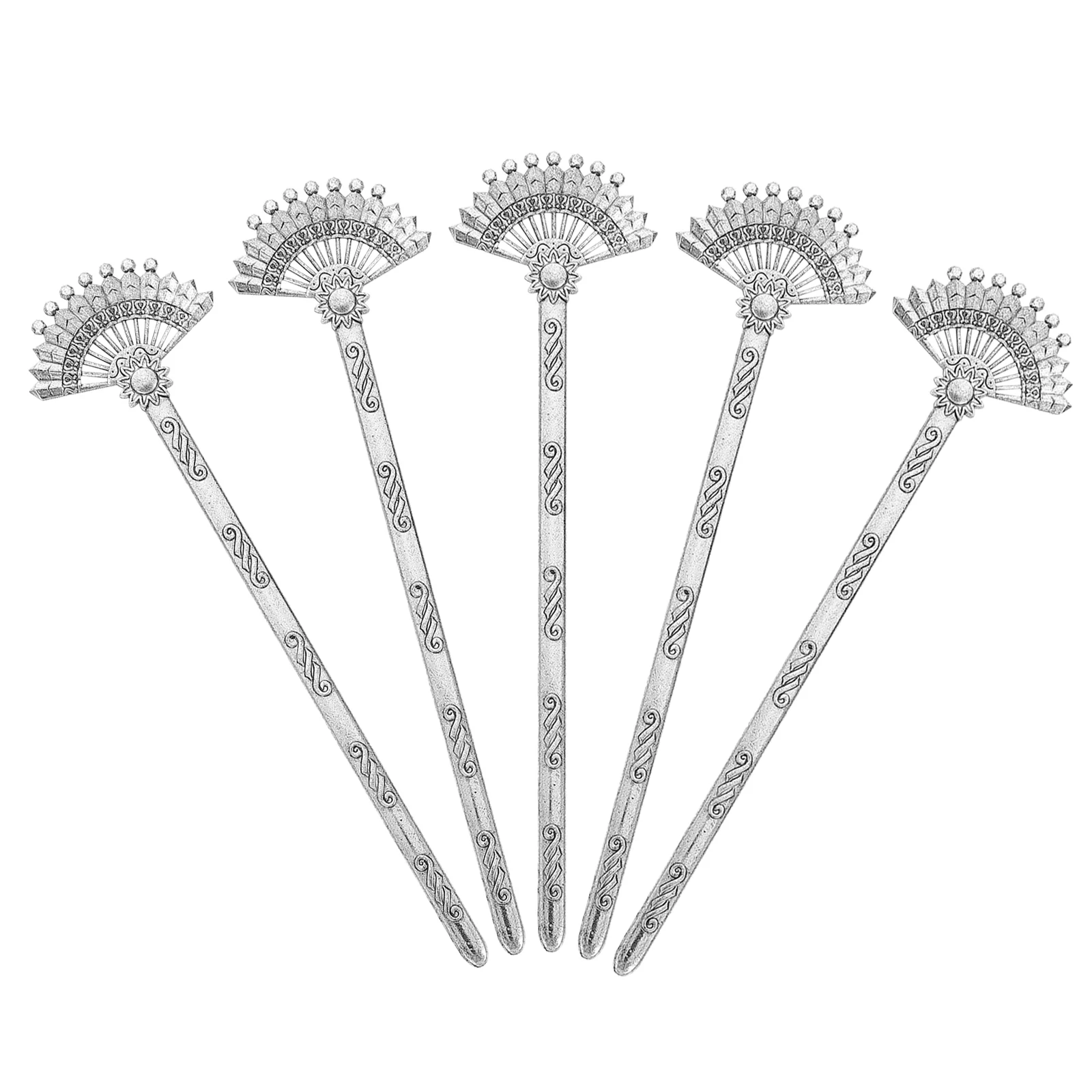 

5pcs Alloy Fan Hair Fork Retro Hair Stick Chinese Style Hair Accessory Headdress