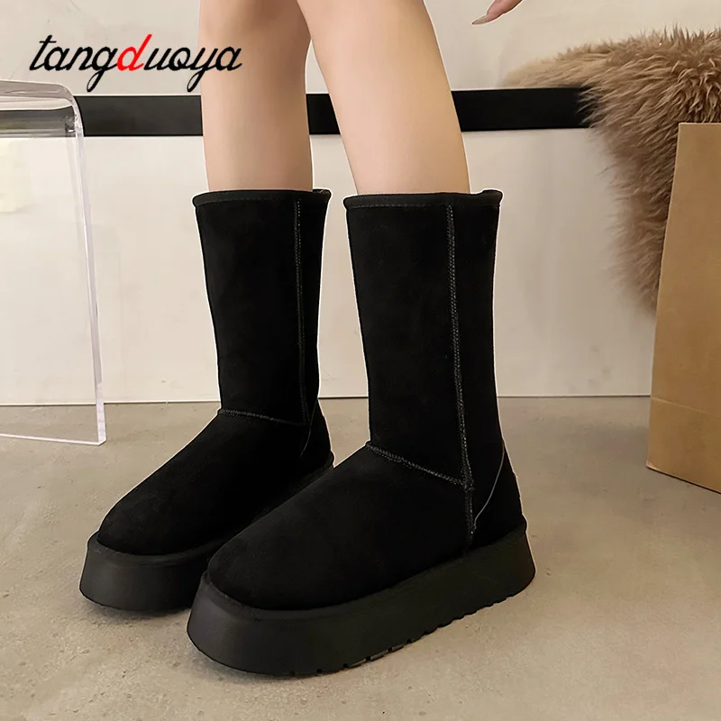 

winter boots women shoes woman leather fur button knee thigh high long australia snow shoes women boots big size Botas Mujer