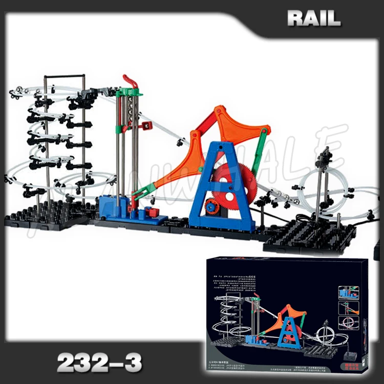 

810cm Rail Marble Run Gear Drive Maze Race Roller Coaster Electric Elevator Model Building Boys STEM Toys Rolling ball Sculpture
