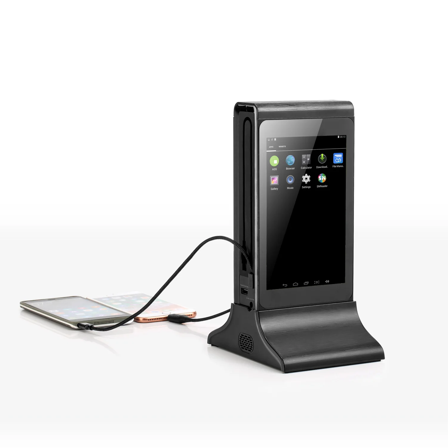 Фото Цифровой рекламный плеер для Android с двумя 7-дюймовыми LCD-экранами, длительным временем автономной работы, NFC-оплатой и управлением рекламой №2