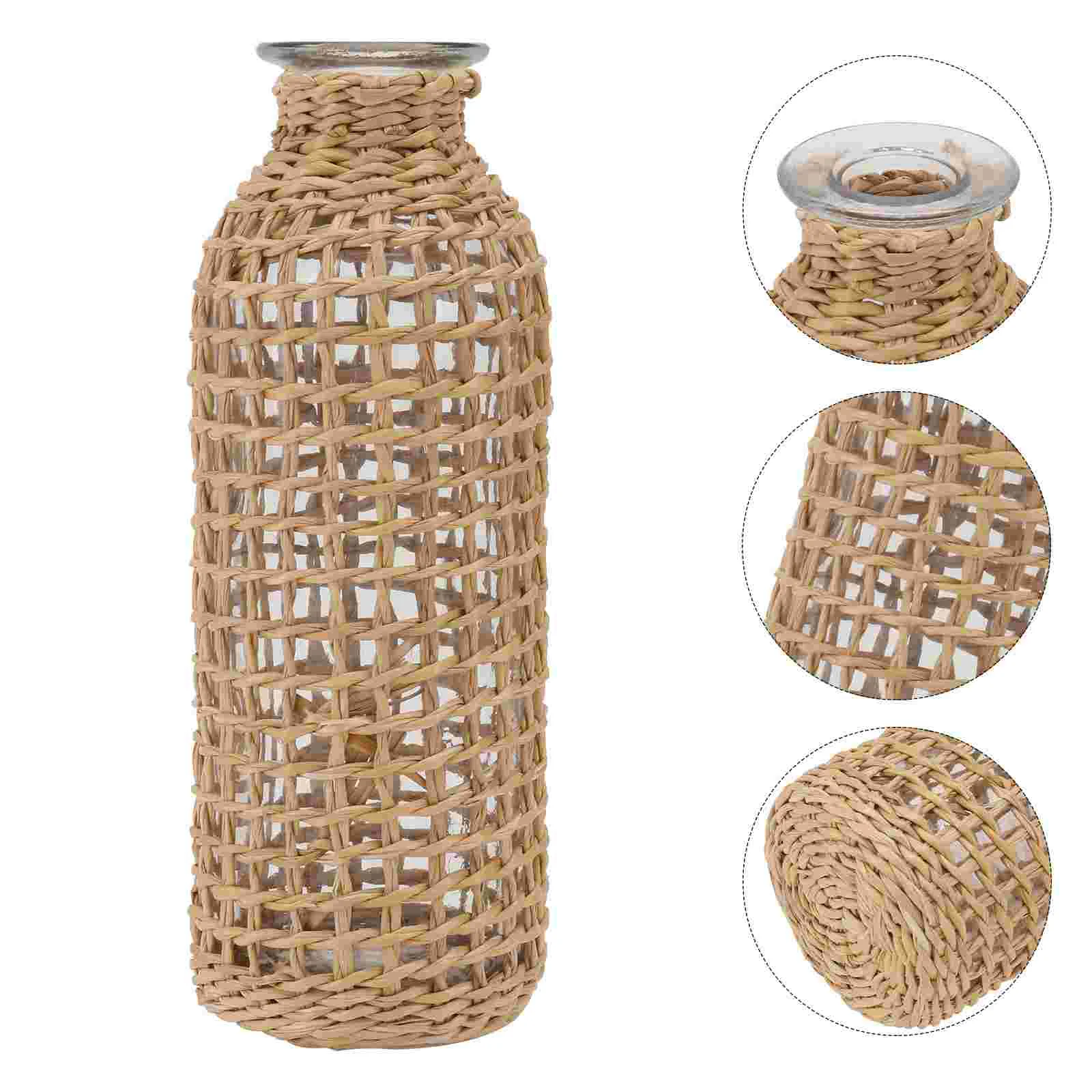 

Vase Flowerpot Budbottle Rattan Wicker Dry Floor Large Woven Centerpieces Round Clay Container Rustic Tall Planters Bouquet