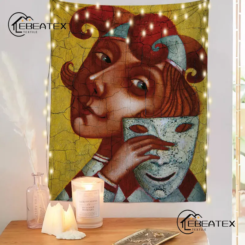 

Bohemia Dark Skin Girl Ethnic Dress Tapestry Wall Hanging Mandala Wall Decor for Living Room Tsychedelic Tapestries Aesthetics