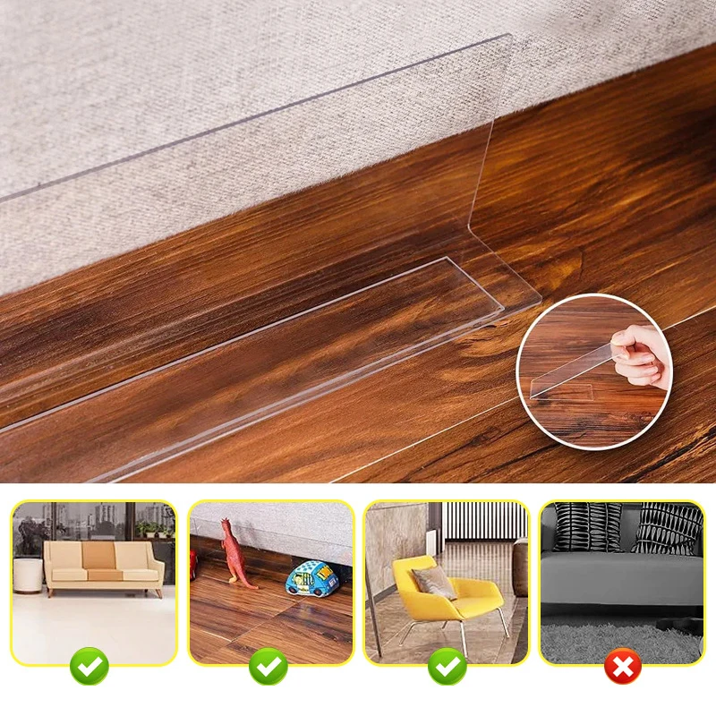 1Pc Clear Under Couch Blocker For Gap Bumper Guards Waterproof Pvc Toy Blockers Bed Bottom Furniture Pet Baffle Board