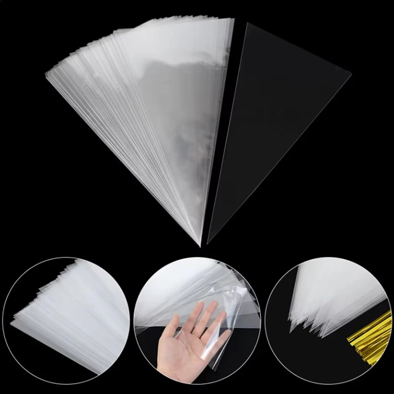 50 шт. прозрачные конусы сумки для хранения конфет и попкорна пластиковые