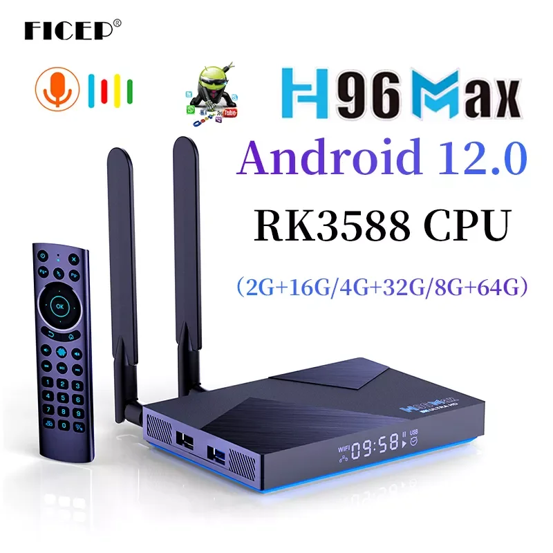

MAX 8GB 64GB Smart Box Android 12 11 RK3588 Wifi TVBOX 8K H96MAX V58 V56 Media player Youtube Set top box 4GB 64GB TVbox