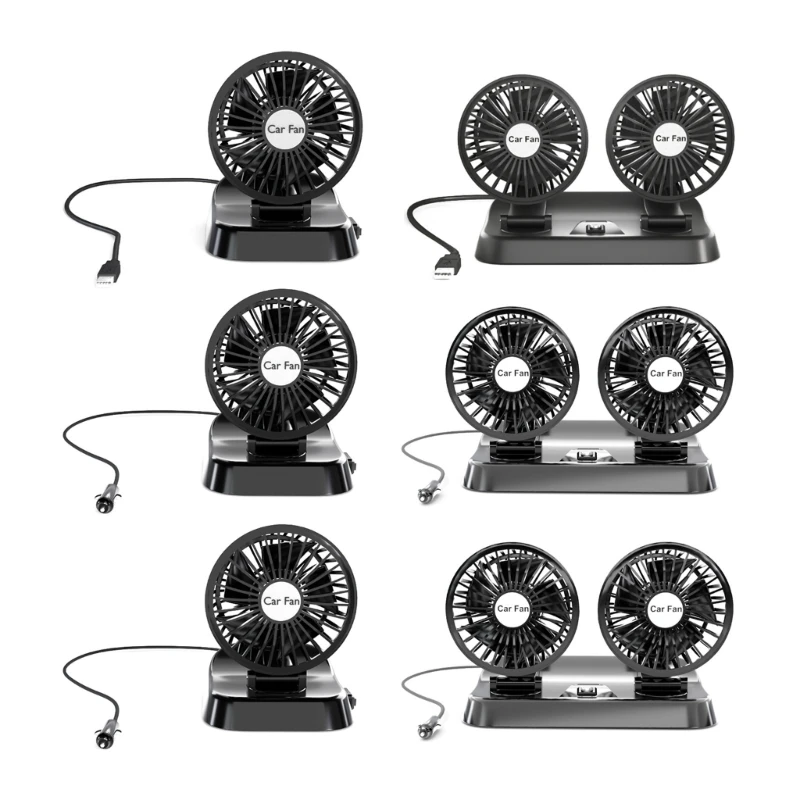 

Car Cooling Fan with USB/Cigarette-Lighter Port for Car Truck SUV- RV- Boat Office Home Use Adiustable Cooling Fan