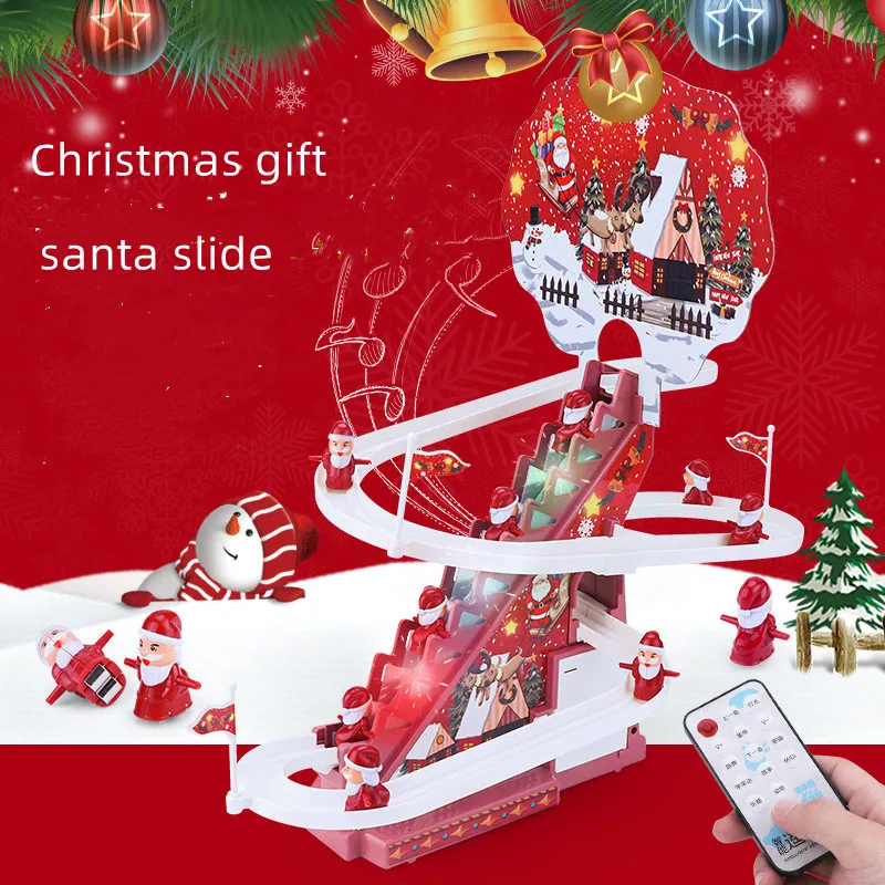 

Climbing Stairs Track Toys Cartoon Christmas Santa For Children Electronic Music Kids Funny Boys Girls Birthday Gift