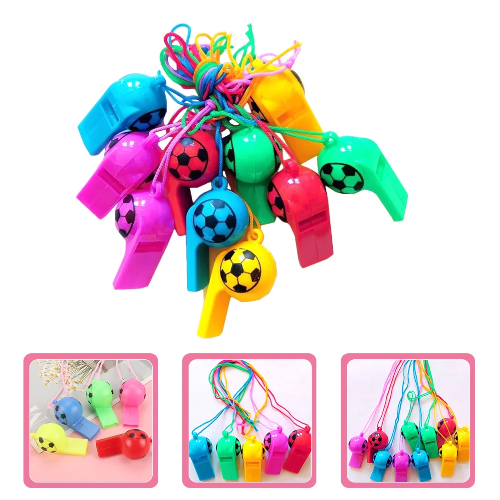 100pcs Whistles with Lanyard Interesting Noise Maker Whistles Toy Whistles Soccer Whistles Favor Sports Party Whistles for Kids