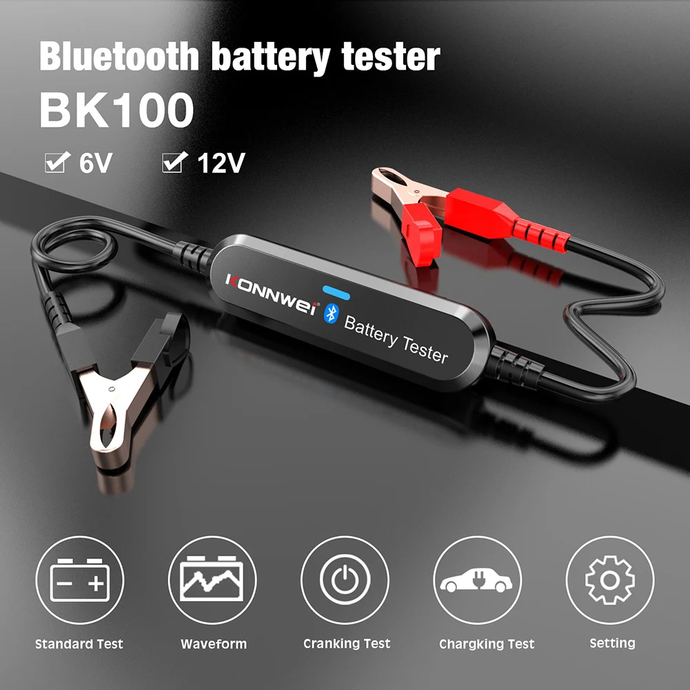 

Тестер автомобильных аккумуляторов BK100, 6-12 В, Bluetooth, 100-2000CCA