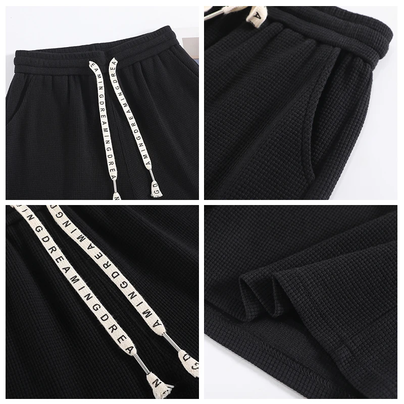 Women Shorts Traf High Waisted Loose Wide Leg Short Pants Women Clothing Booty Shorts Waffle Fabric Y2K Korean Fashion PELEDRESS