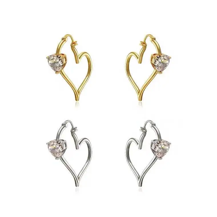 

Европейские и американские дизайнерские серьги-гвоздики в форме сердца с полыми линиями, персонализированные темпераментные серьги-гвозд...