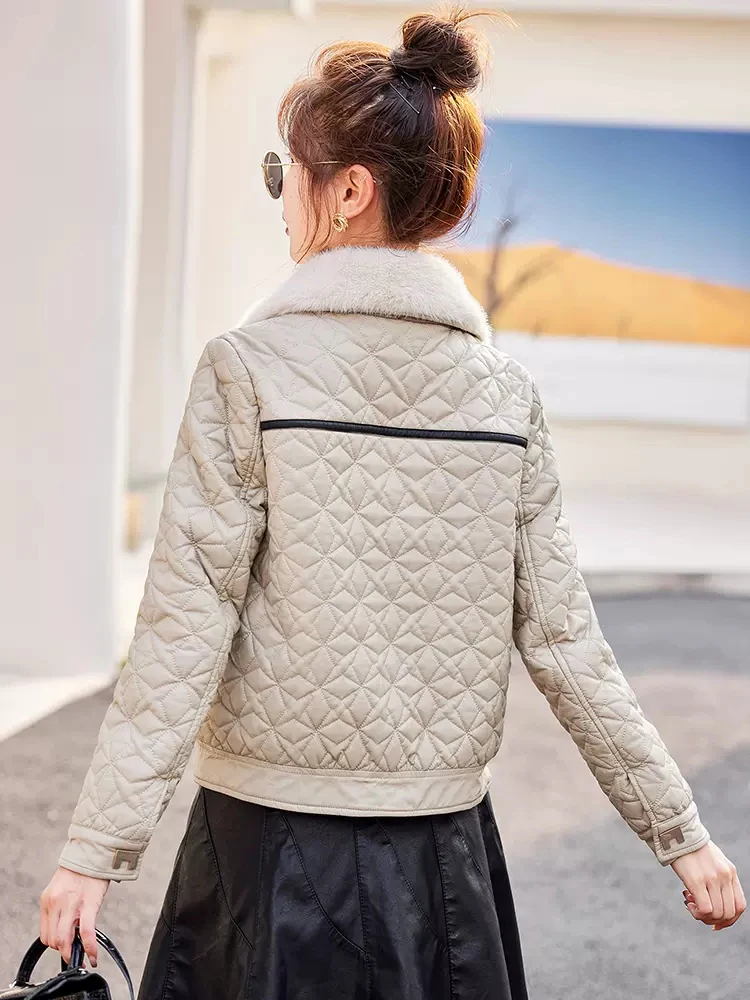 New Women Plus Velvet Lining Leather Coat Casual Fashion Fur Collar Loose Moto Biker Leather Jacket Thick Warm Outerwear Female