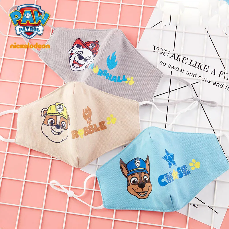 3PCS PAW Patrol Cotton Mask Cartoon Kawaii Mask for Kids Anime Printed Three Layers of Windproof Keep Warm Breathable Adjustable