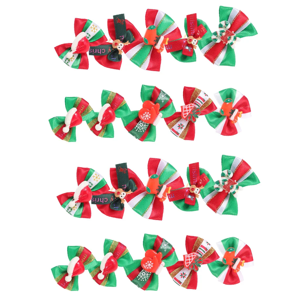 

20pcs Xmas Dog Hair Bows Christmas Small Dog Hair Bows Pet Puppy Headdress