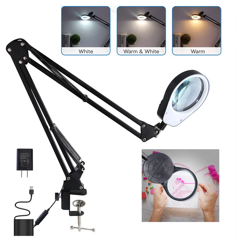 Lighting 8X Magnifying Glass USB 38 LED Table Lamp for Soldering Iron Repair/Skincare Beauty Tool with 3 Modes Dimmable