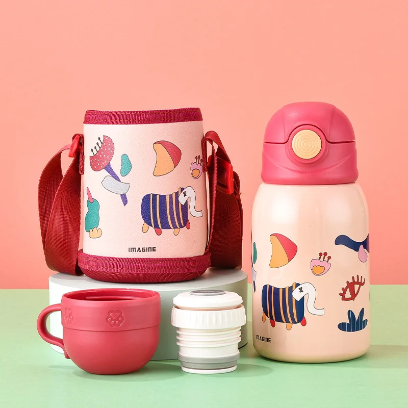 

600 мл мультяшный Умный Цифровой чайник сохраняет тепло и холод бутылка 316 нержавеющая сталь изоляционная бутылка с соломенной крышкой подхо...