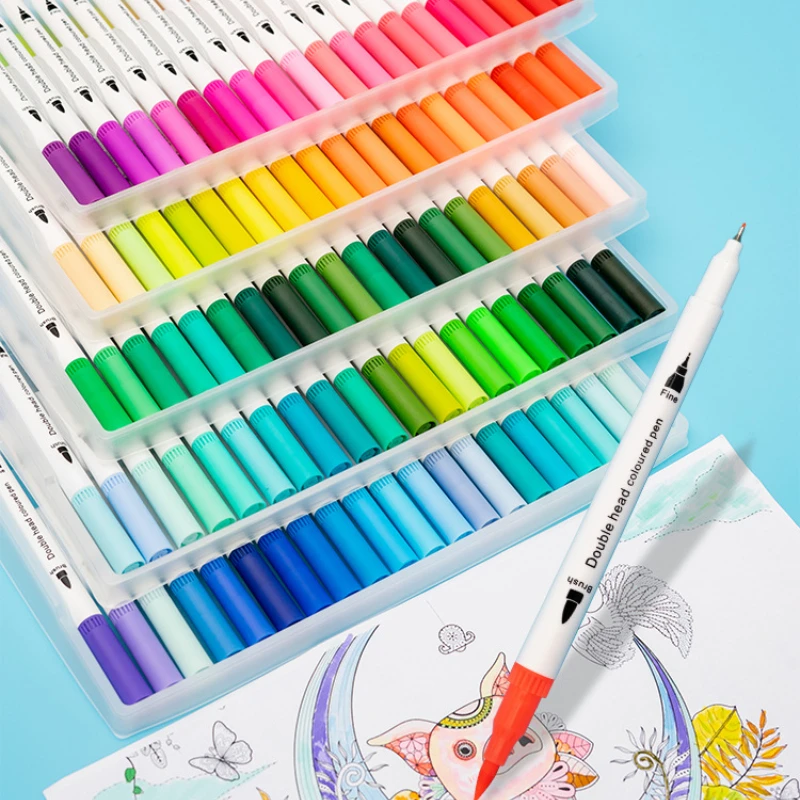 

24/36 Watercolor Markers Set Double-head Brush Pen for Art Sketching &Drawing Diary Supplies Stationery