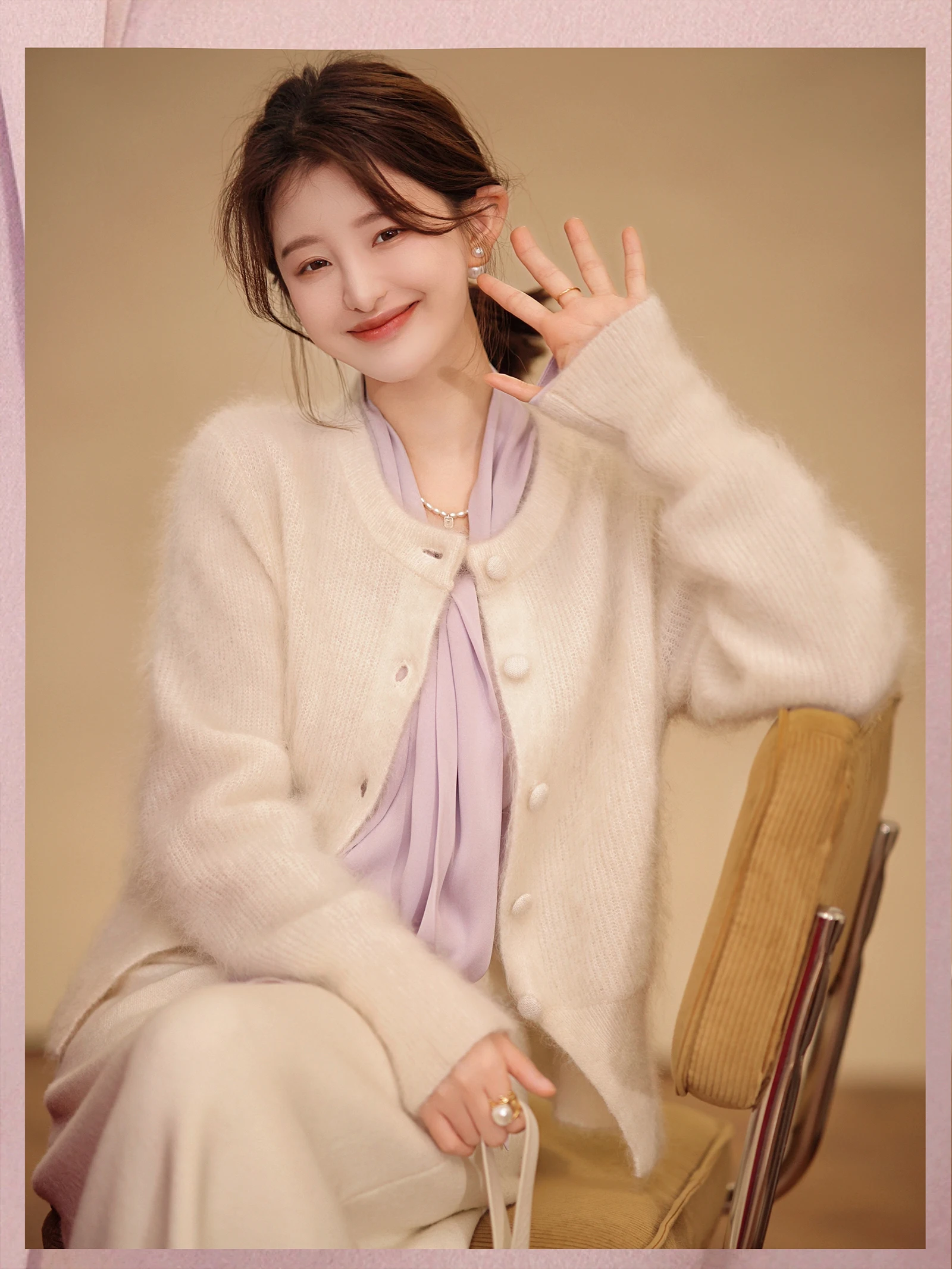 

Плотный вязаный кардиган Mauhair с круглым вырезом, модная женская одежда, 2023