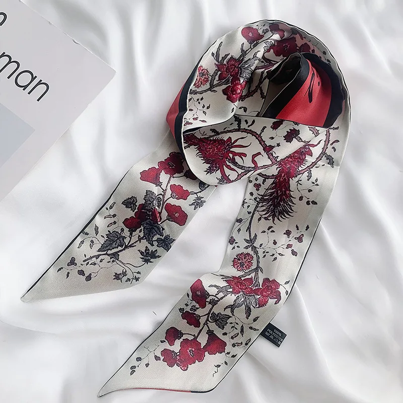 

Long Wrist Ribbon Neckerchief Skinny Hair Scarfs For Women Neck Scarfs For Ladies Fashion Hairband Silk Feel Bag Scarves 6*100cm