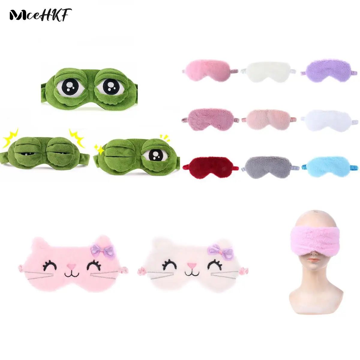 1PCS ravel Relax 3D FROG Sleeping Mask Eyeshade Cute Cat Rabbit Plush Eye Cover Travel Cartoon Eyeshade For Eye TSleeping Gift