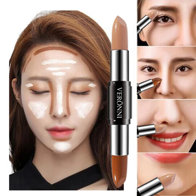 

Double Head 3D Bronzer Highlighter Stick Face Makeup Concealer Pen Foundation Stick Cream Texture Contour Pencil