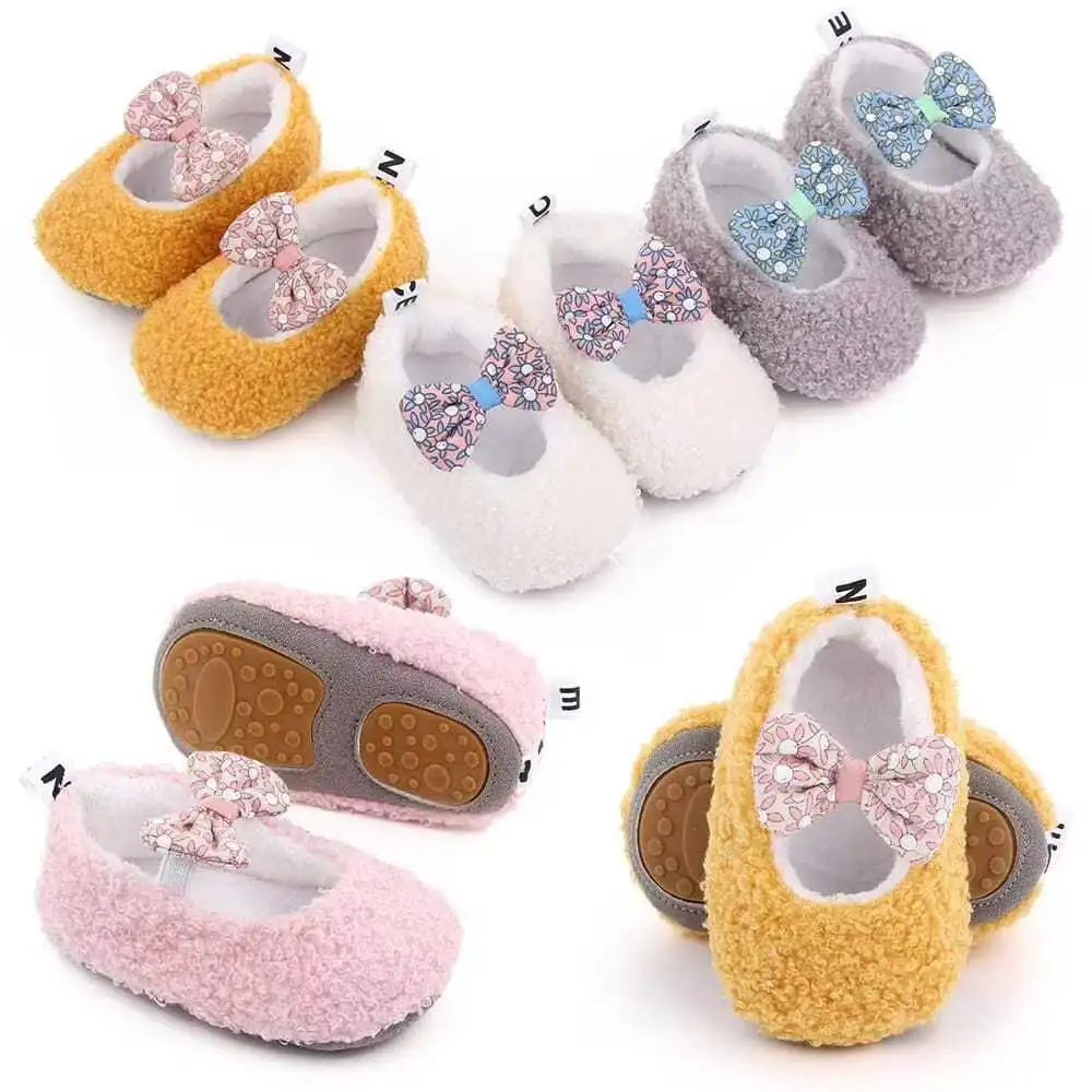 Infant Newborn Baby Slippers Toddler Girls Boys Prewalker Trainers First Walker Fur Winter Warm Baby Anti-slip Crib Shoes