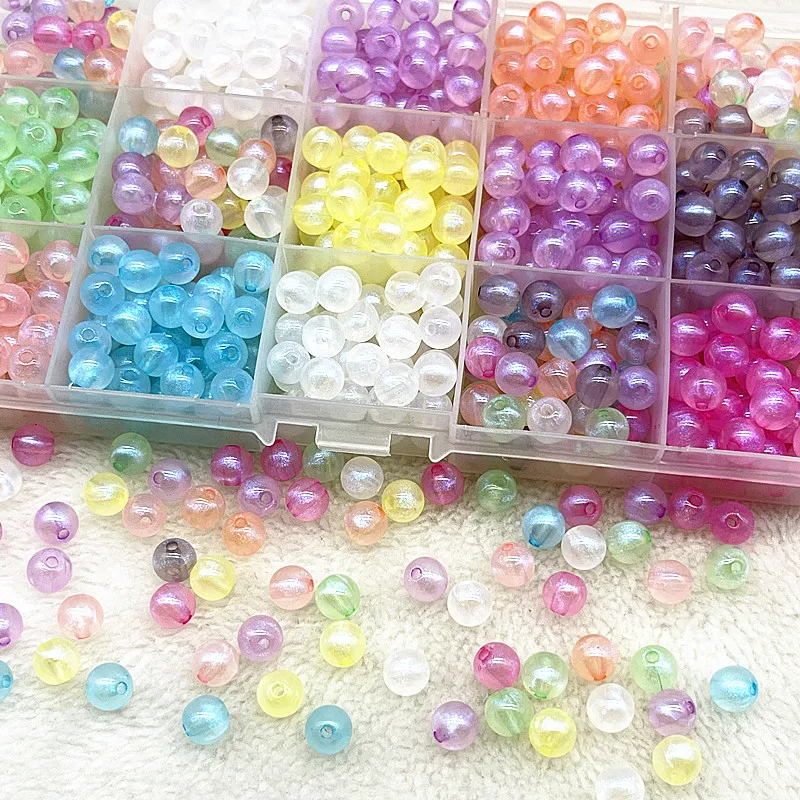 

8mm 10mm 12mm Transparency Golden Powder Series Round Acrylic Loose Spacer Beads for Jewelry Makeing Diy Bracelets Accessories