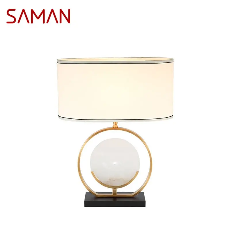 

SAMAN Modern LED Table Lamp Luxury Design E27 White Marble Desk Light Home LED Decorative For Foyer Living Room Office Bedroom