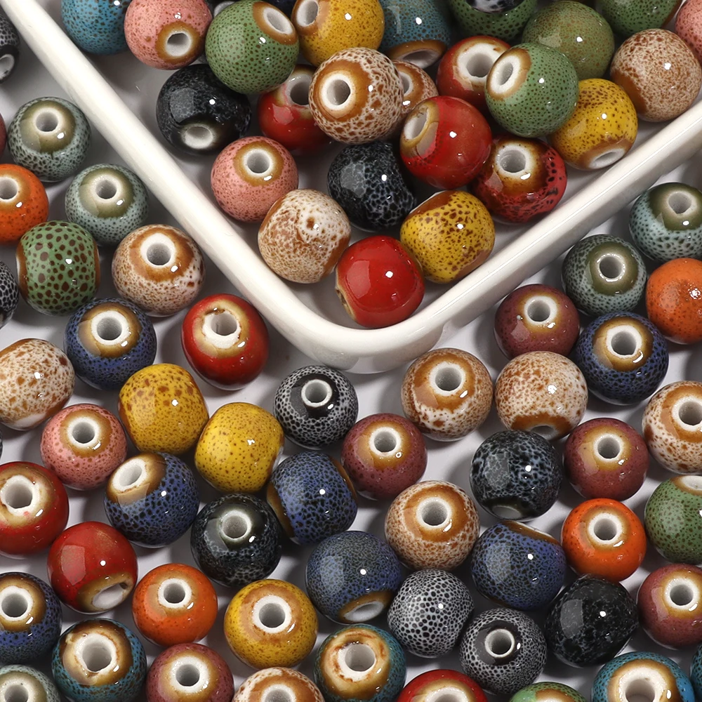 Круглые керамические бусины 20 шт. 10 мм для изготовления браслетов и ожерелий