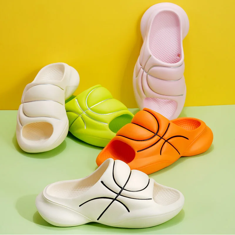

2023 New Summer Slippers Men and Women Outerwear Basketball Design Anti-slip Flip-Flops Wear-resistant Versatile Couple Slippers