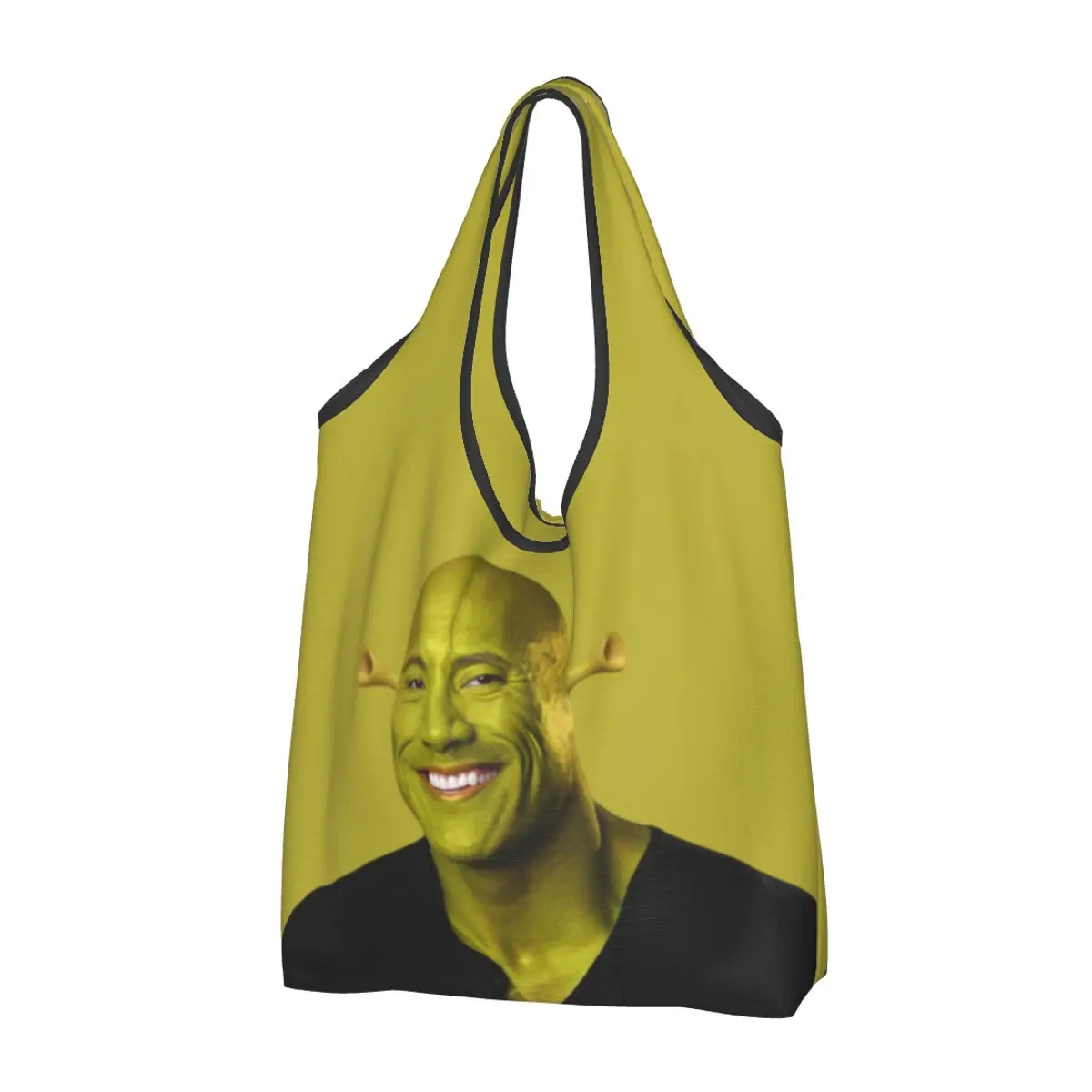 

Cute Print Dwayne The Shrok Johnson Shopping Tote Bags Portable Shoulder Shopper The Rock Muscle Man Handbag